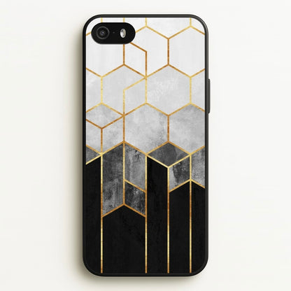 Black White & Gold Honeycomb Pattern  - Pattern Phone Case for iPhone 5 / 5s / SE 2016