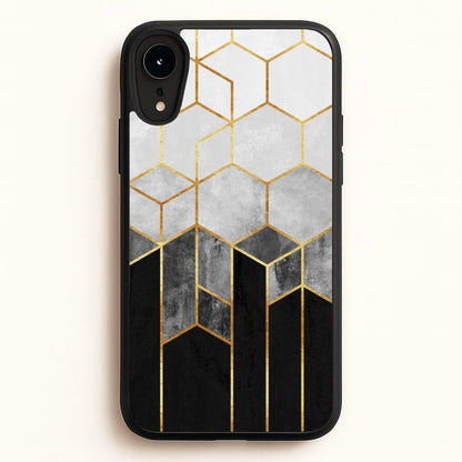 Black White & Gold Honeycomb Pattern  - Pattern Phone Case for iPhone XR