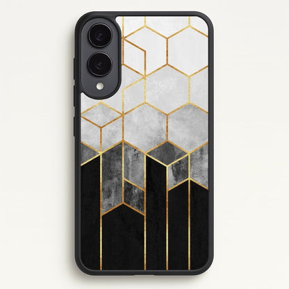 Black White & Gold Honeycomb Pattern  - Pattern Phone Case for Galaxy S25 Edge