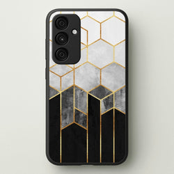 Black White & Gold Honeycomb Pattern  - Pattern Phone Case for Galaxy A15