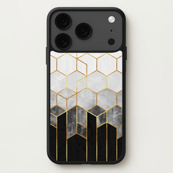 Black White & Gold Honeycomb Pattern Phone Case for iPhone 17 Pro Max