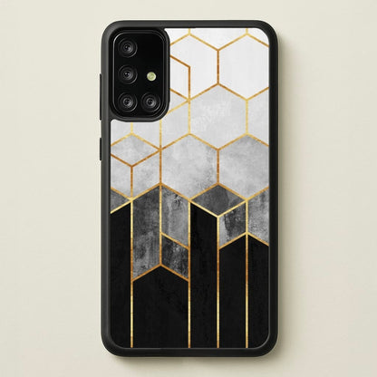 Black White & Gold Honeycomb Pattern  - Pattern Phone Case for Galaxy A71