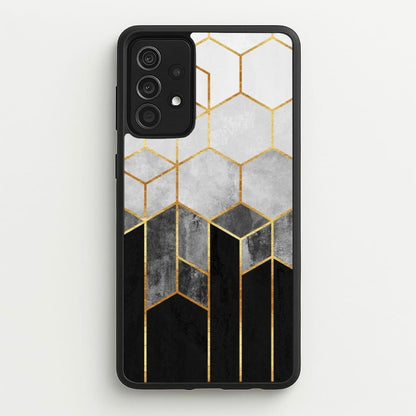Black White & Gold Honeycomb Pattern  - Pattern Phone Case for Galaxy A52 / A52s