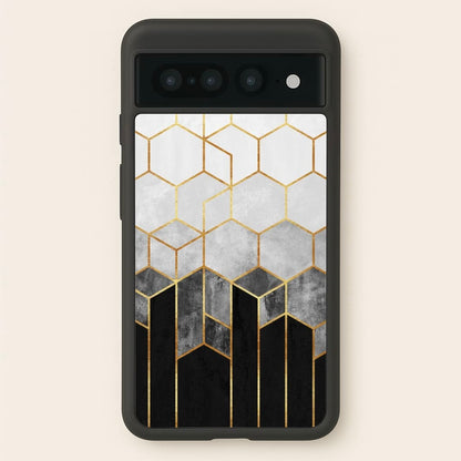 Black White & Gold Honeycomb Pattern  - Pattern Phone Case for Google Pixel 7 Pro