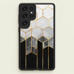 Black White & Gold Honeycomb Pattern  - Pattern Phone Case for Galaxy S23 Ultra