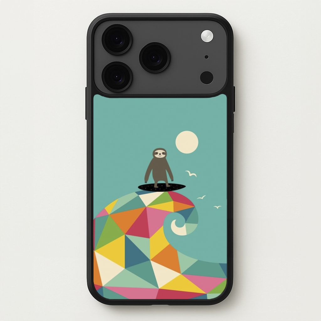 Surfing Sloth Phone Case for iPhone 17 Pro Max