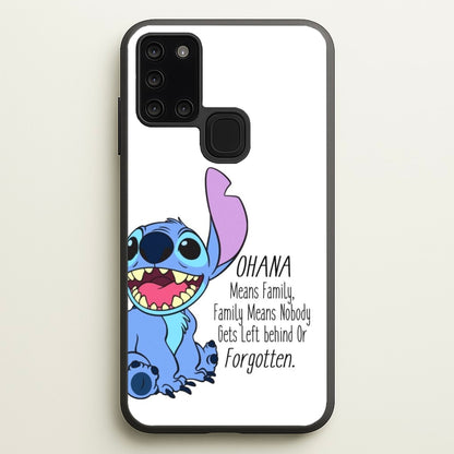 Ohana Means Family - Blue Alien  - Disney Phone Case for Galaxy A21s