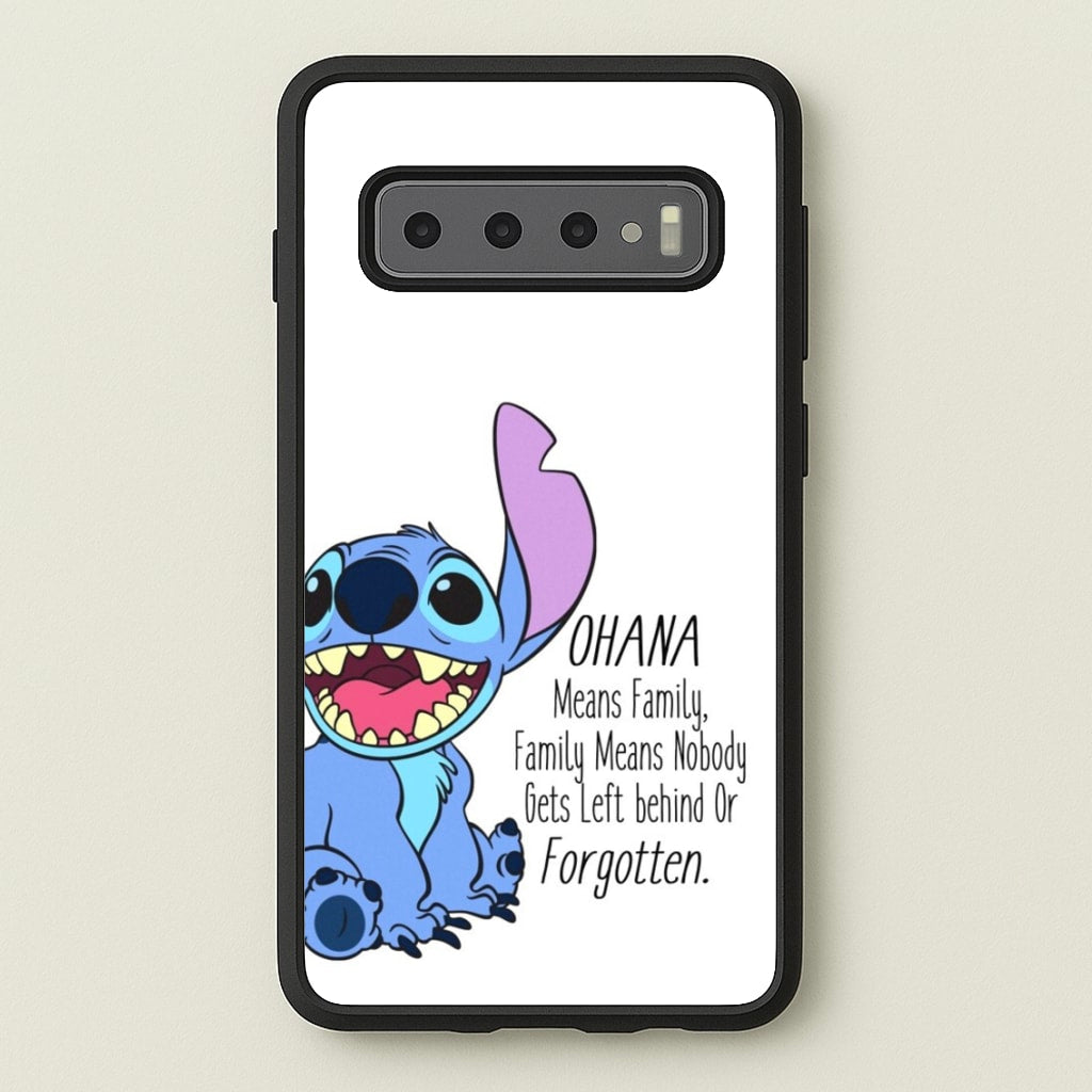 Ohana Means Family - Blue Alien  - Disney Phone Case for Galaxy S10 Plus
