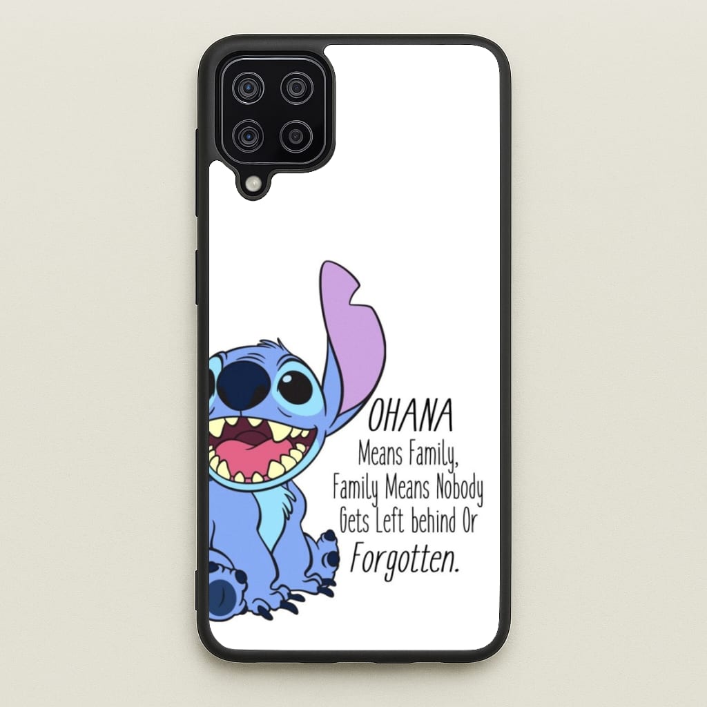 Ohana Means Family - Blue Alien  - Disney Phone Case for Galaxy A12