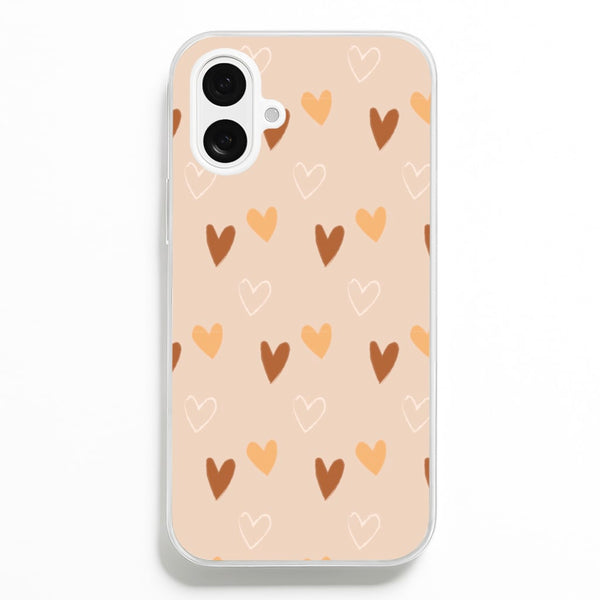 Cute Love Heart Pattern  - Pattern Phone Case for iPhone 16 Plus