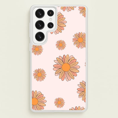 Peach Daisy  - Floral Pattern Phone Case for Galaxy S23 Ultra