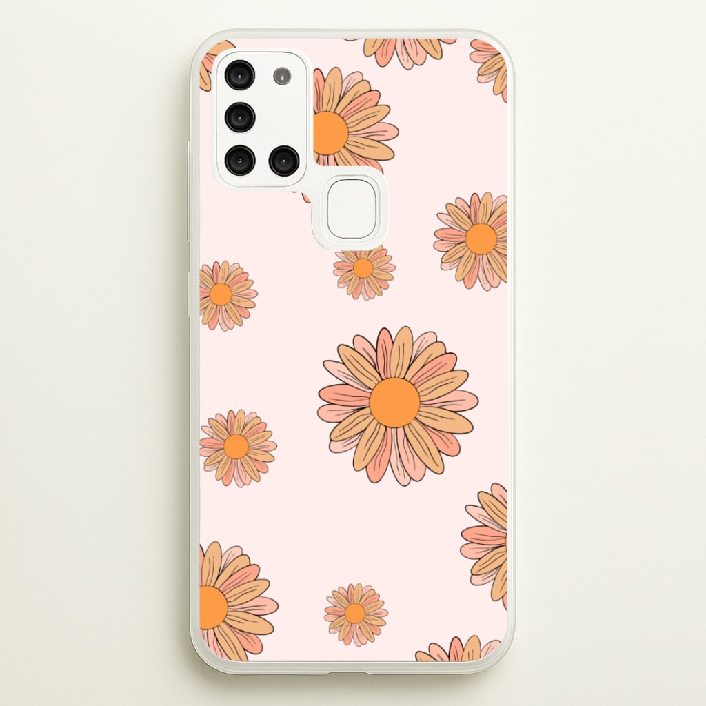 Peach Daisy  - Floral Pattern Phone Case for Galaxy A21s