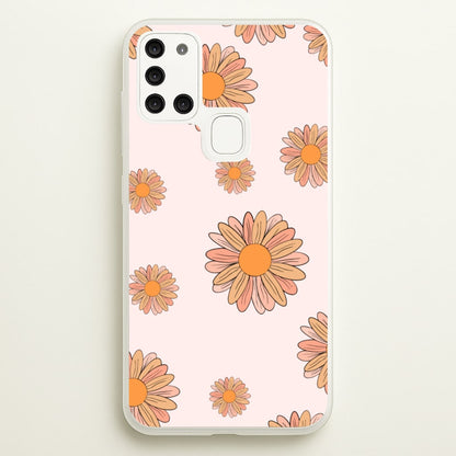 Peach Daisy  - Floral Pattern Phone Case for Galaxy A21s