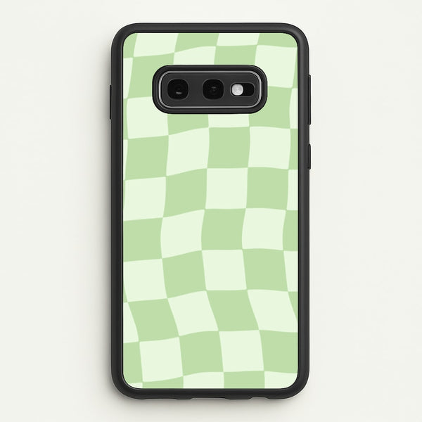 Green Checkers  - Abstract Pattern Phone Case for Galaxy S10e