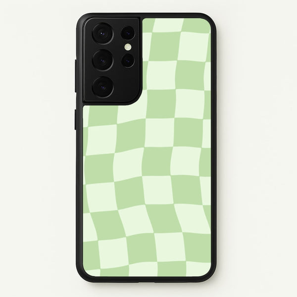 Green Checkers  - Abstract Pattern Phone Case for Galaxy S21 Ultra