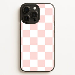 Pink And White Checkers  - Abstract Pattern Phone Case for iPhone 16 Pro Max