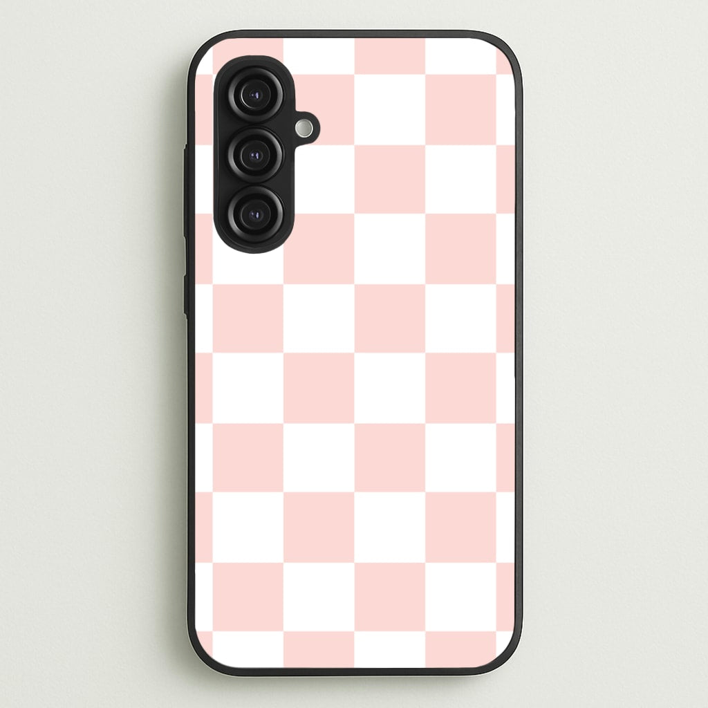 Pink And White Checkers  - Abstract Pattern Phone Case for Galaxy S23FE