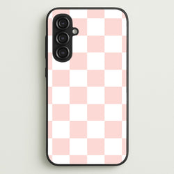 Pink And White Checkers  - Abstract Pattern Phone Case for Galaxy S23FE