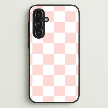 Pink And White Checkers  - Abstract Pattern Phone Case for Galaxy S23FE
