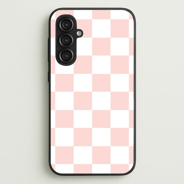 Pink And White Checkers  - Abstract Pattern Phone Case for Galaxy S23FE