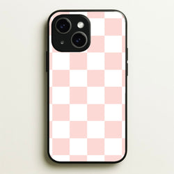 Pink And White Checkers  - Abstract Pattern Phone Case for iPhone 15 Plus