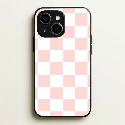 Pink And White Checkers  - Abstract Pattern Phone Case for iPhone 15 Plus