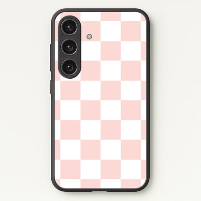 Pink And White Checkers  - Abstract Pattern Phone Case for Galaxy S24FE