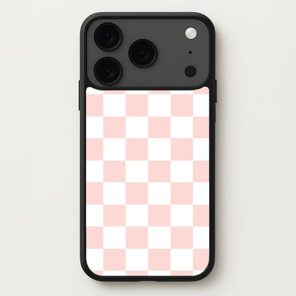 Pink And White Checkers Phone Case for iPhone 17 Pro Max