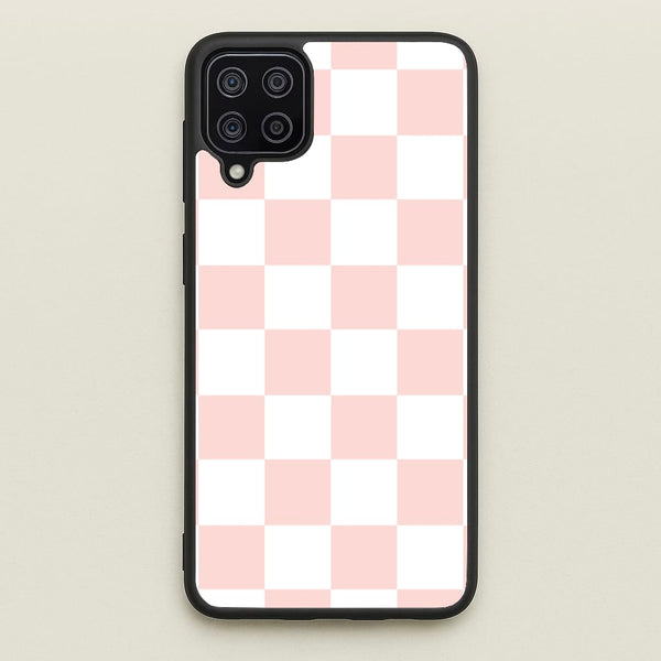 Pink And White Checkers  - Abstract Pattern Phone Case for Galaxy A12
