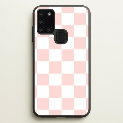 Pink And White Checkers  - Abstract Pattern Phone Case for Galaxy A21s