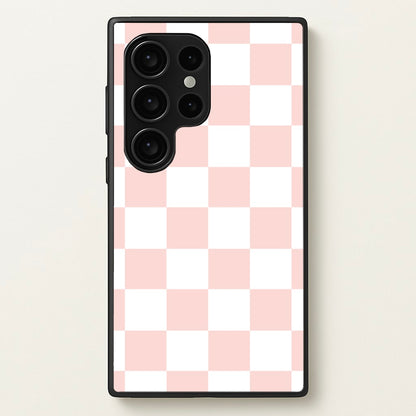 Pink And White Checkers  - Abstract Pattern Phone Case for Galaxy S24 Ultra