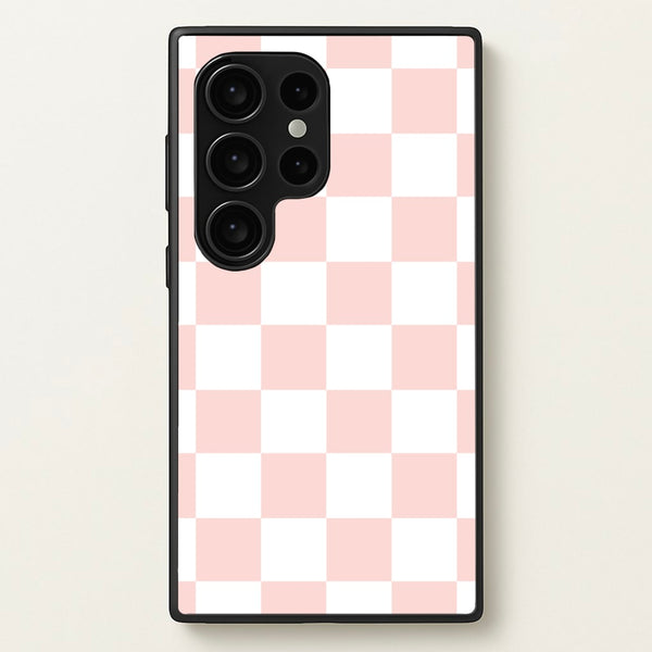Pink And White Checkers  - Abstract Pattern Phone Case for Galaxy S24 Ultra