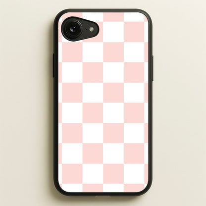Pink And White Checkers  - Abstract Pattern Phone Case for iPhone 16e