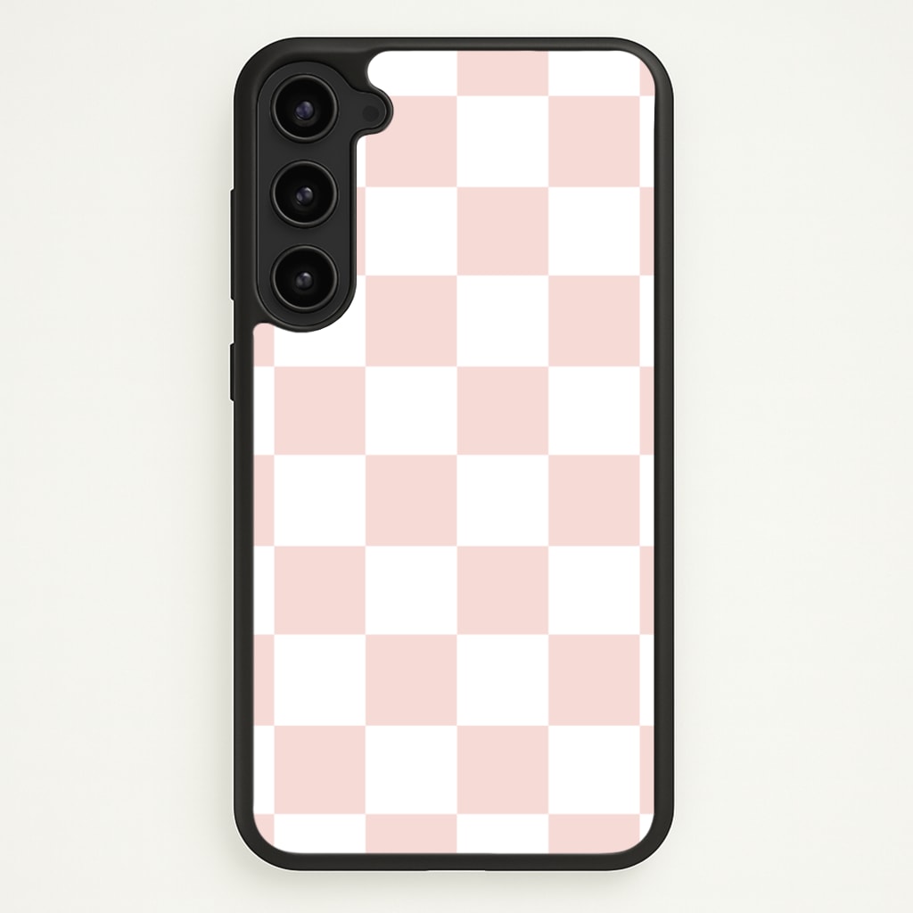 Pink And White Checkers  - Abstract Pattern Phone Case for Galaxy S23 Plus