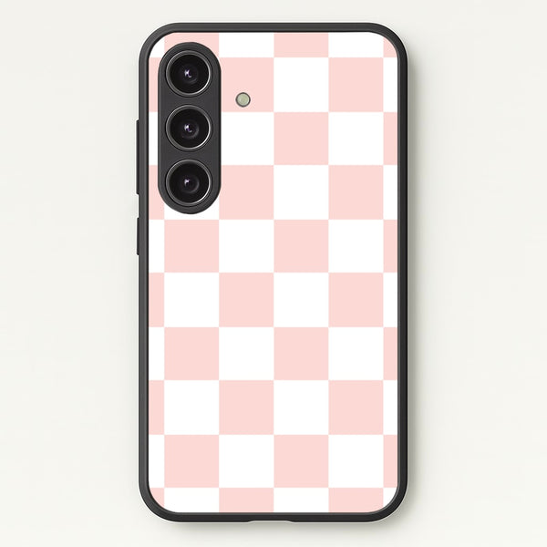 Pink And White Checkers  - Abstract Pattern Phone Case for Galaxy S25