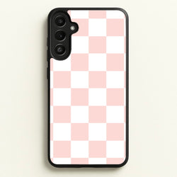 Pink And White Checkers  - Abstract Pattern Phone Case for Galaxy A34