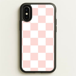 Pink And White Checkers  - Abstract Pattern Phone Case for iPhone X / XS