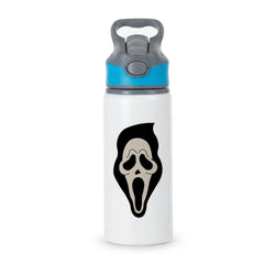 Pink Ghostface Pattern - Scream Active Water Bottle - Blue