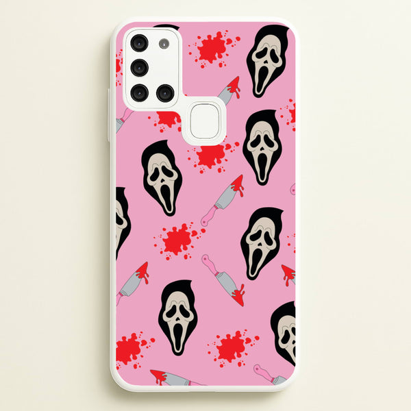 Pink Ghostface Pattern - Scream  - Scream Phone Case for Galaxy A21s