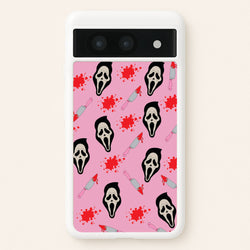 Pink Ghostface Pattern - Scream  - Scream Phone Case for Google Pixel 8a