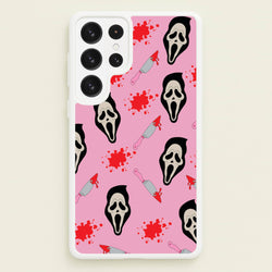 Pink Ghostface Pattern - Scream  - Scream Phone Case for Galaxy S23 Ultra