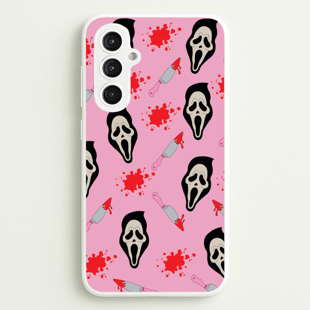 Pink Ghostface Pattern - Scream  - Scream Phone Case for Galaxy S23FE