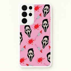 Pink Ghostface Pattern - Scream  - Scream Phone Case for Galaxy S21 Ultra