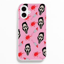 Pink Ghostface Pattern - Scream  - Scream Phone Case for iPhone 16 Plus