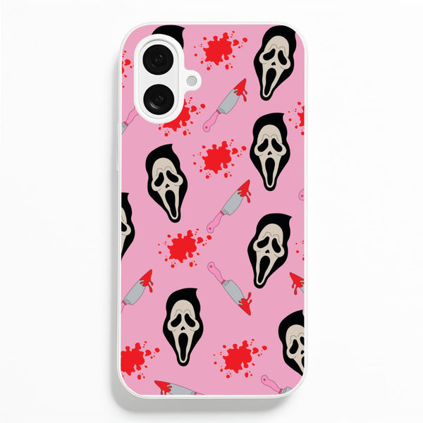Pink Ghostface Pattern - Scream  - Scream Phone Case for iPhone 16 Plus