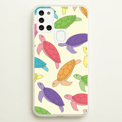 Multi Coloured Turtle Pattern - Sealife  - Sealife Phone Case for Galaxy A21s
