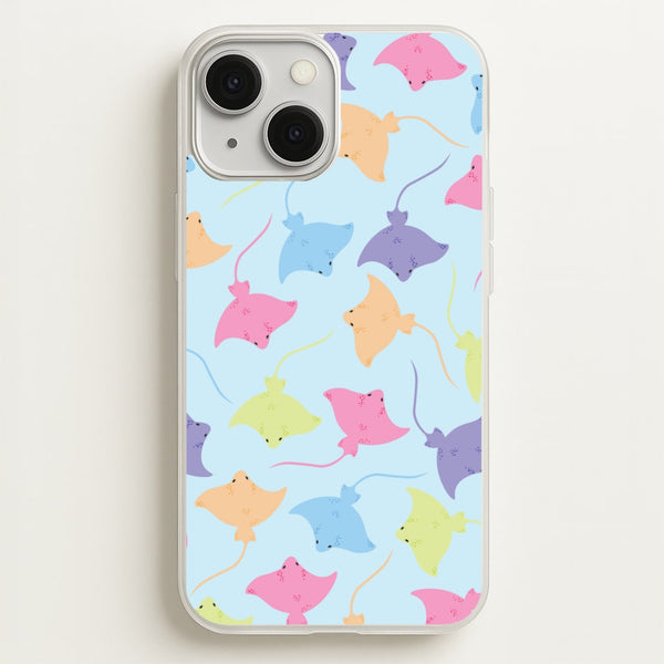 Multi Coloured Sting Ray Pattern - Sealife  - Sealife Phone Case for iPhone 13 Mini