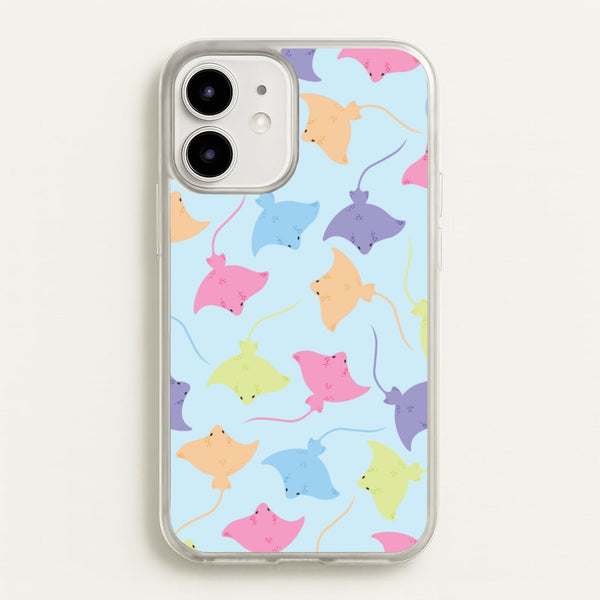 Multi Coloured Sting Ray Pattern - Sealife  - Sealife Phone Case for iPhone 12 Mini