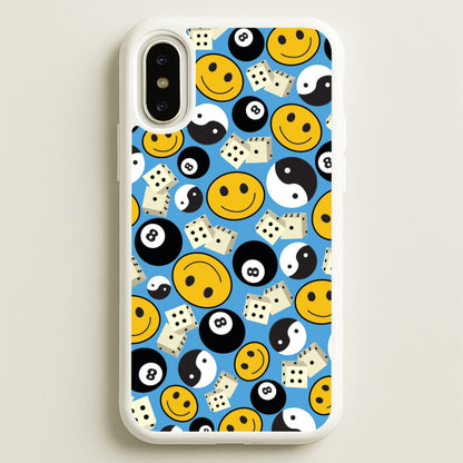 8 Ball Pattern - Skate Aesthetic   - Skate Aesthetic Phone Case for iPhone X / XS