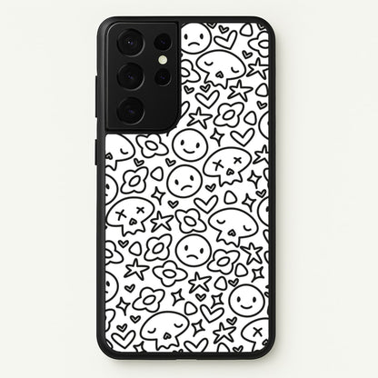 White Skulls - Skate Aesthetic   - Skate Aesthetic Phone Case for Galaxy S21 Ultra